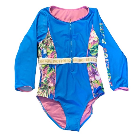 NWOT Juicy Couture Blue Long Sleeve 1-Piece Rashguard - Picture 1 of 7